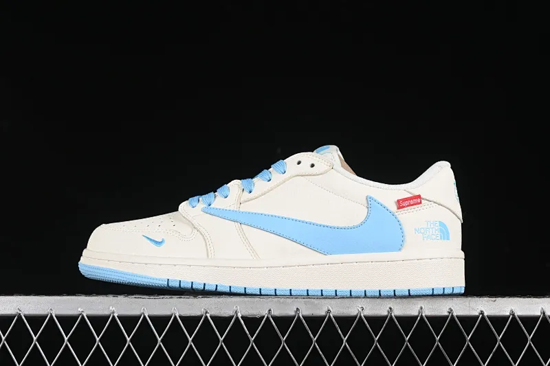 All Categories Air Jordan Jordan Series Basketball Shoes Air Jordan 1 Low High-end Customized Low-top Shoes Travis Scott x Fragment Design x Air Jordan 1 Low OG SP AJ1 Joe 1 Supreme North Face Collaboration-Beige and Aqua Low-top Cultural and Casual Shoes DIY1688-002